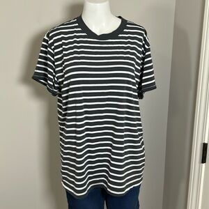 Lululemon All Yours Cotton T Shirt Yachtie Stripe Dark Gray White